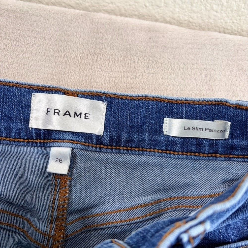 FRAME Le Slim Palazzo Wide Leg Jeans in Canals Stretch Denim Women 26 $278 - Picture 2 of 11